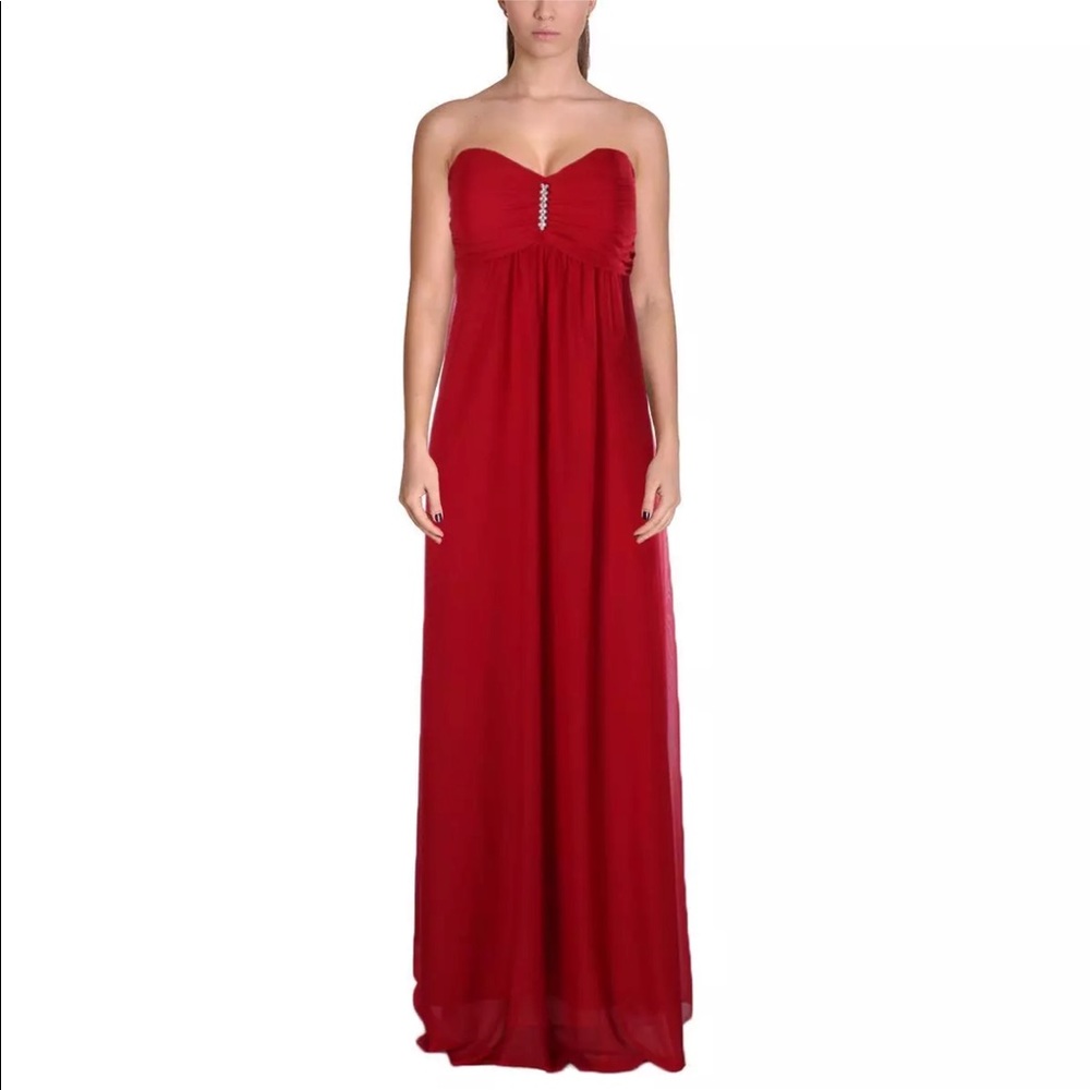 Red chiffon strapless dress size 12